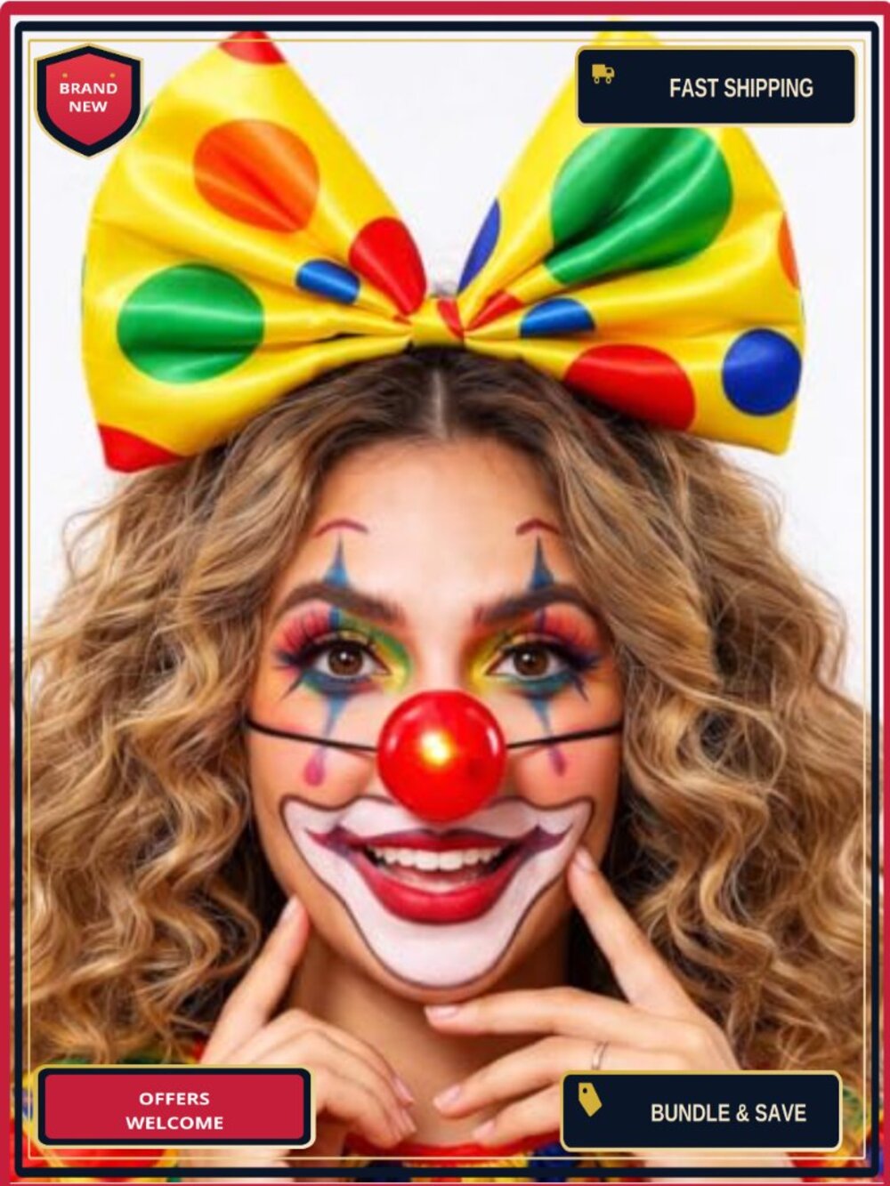 Clown Bow Headband Polyester Plastic Halloween Costume Hair Accessory